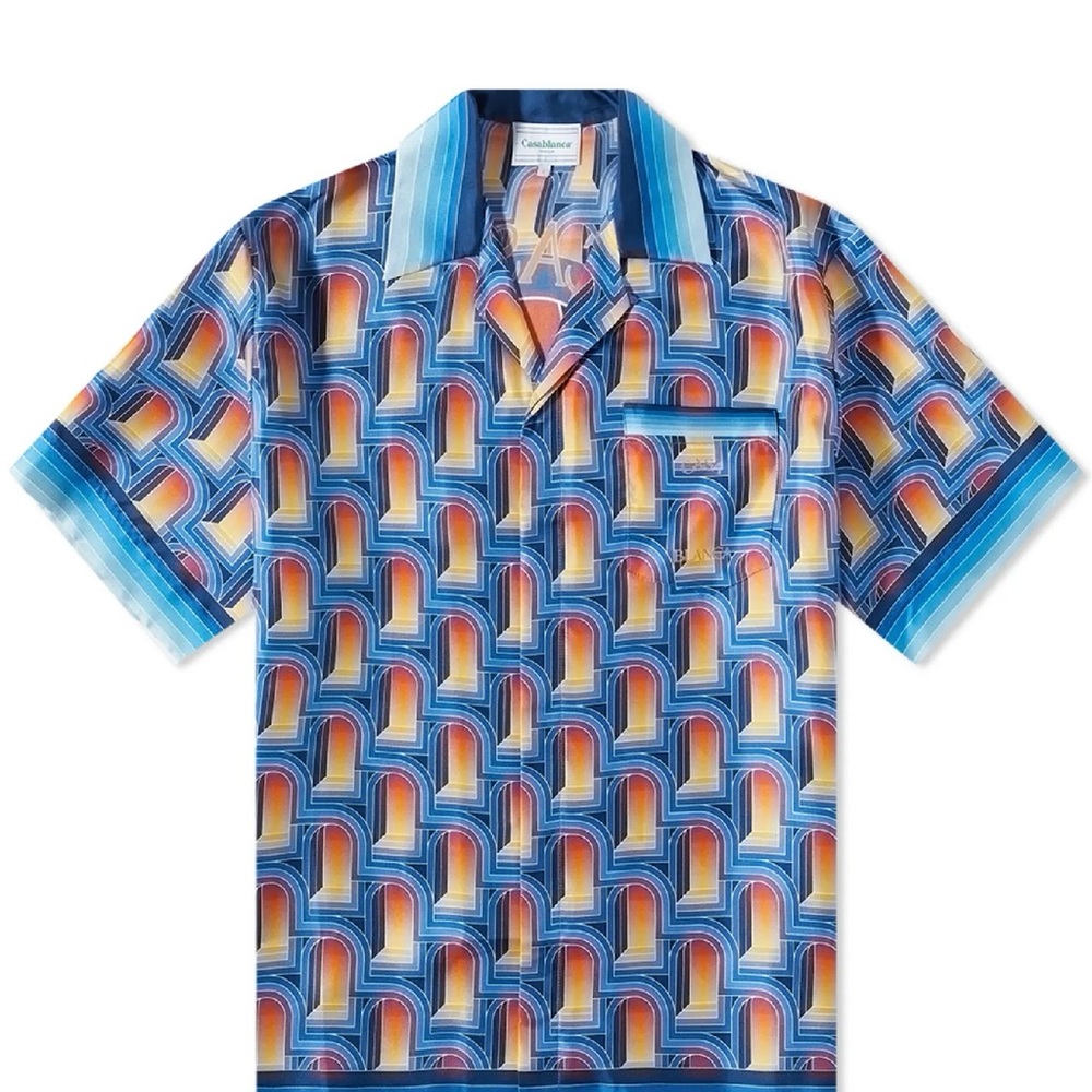 CASABLANCA L'ARCHE DE NUIT SHORT SLEEVE SILK SHIRT